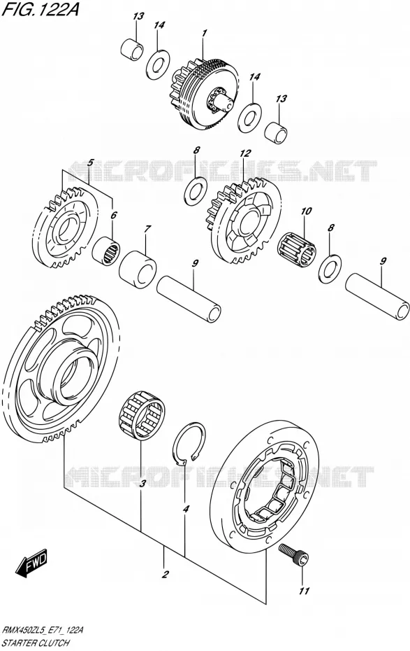 STARTMOTOR CLUTCH Suzuki MOTO 450 RMX 2015  RMX450Z L5 (E71)