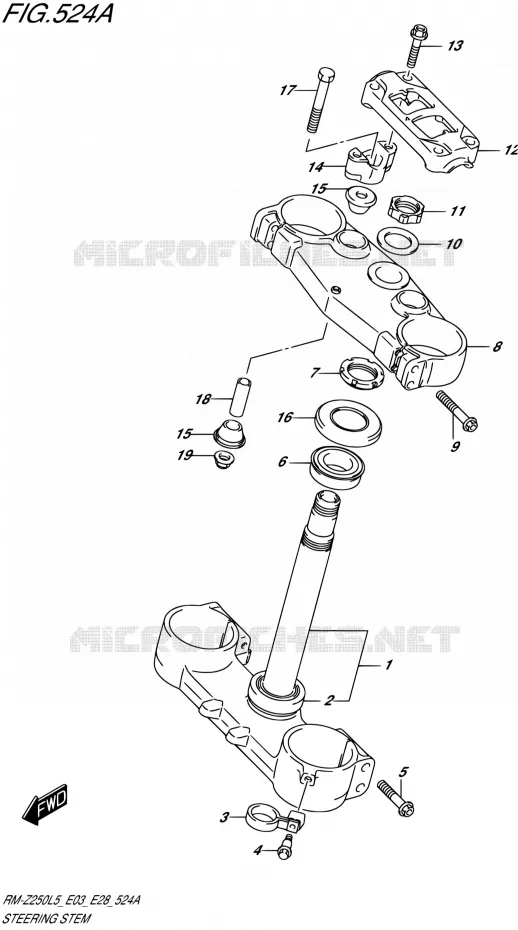 STUURKOLOM Suzuki MOTO 250 RM-Z 2015  RM-Z250 L5 (E03,E28,E33)