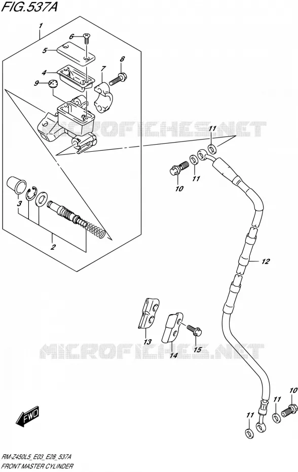 FRONT HOOFDREMCILINDER Suzuki MOTO 450 RM-Z 2015  RM-Z450 L5 (E03,E28,E33)