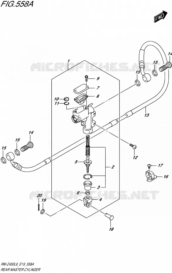 ACHTER HOOFDREMCILINDER Suzuki MOTO 450 RM-Z 2015  RM-Z450 L6 (E19)