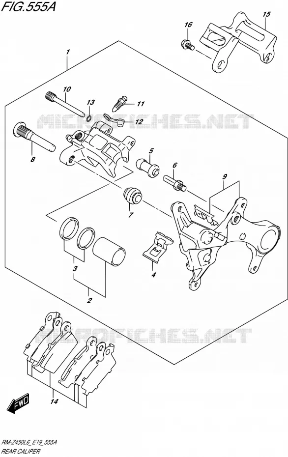 REAR CALIPER Suzuki MOTO 450 RM-Z 2016  RM-Z450 L6 (E19)