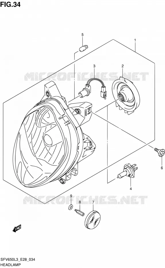 KOPLAMP (SFV650L3 E28) Suzuki MOTO 650 GLADIUS 2013  SFV650 L3 (E28)