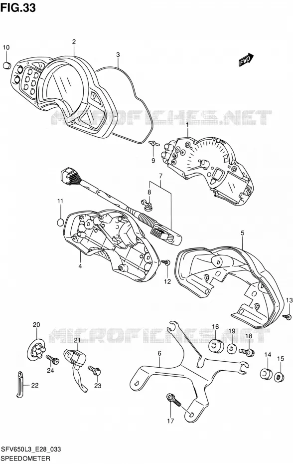 SNELHEIDSMETER (SFV650AL3 E28) Suzuki MOTO 650 GLADIUS 2013  SFV650 L3 (E28)