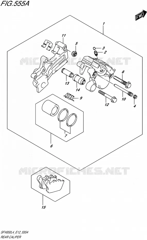 REAR CALIPER Suzuki MOTO 650 GLADIUS 2014  SFV650 L4 (E12)