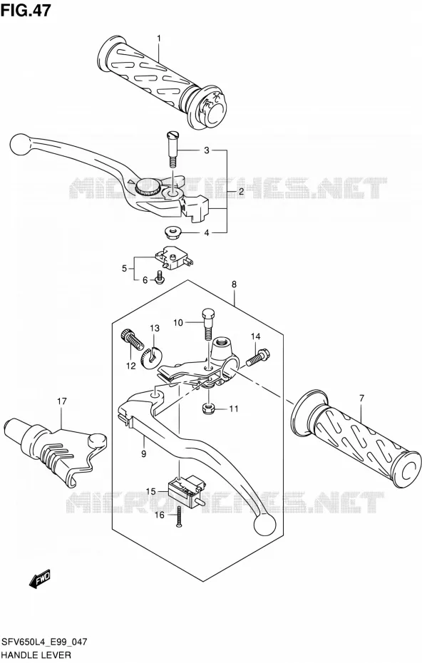 HANDGRIPS - LEVERS Suzuki MOTO 650 GLADIUS 2014  SFV650 L4 (E99)