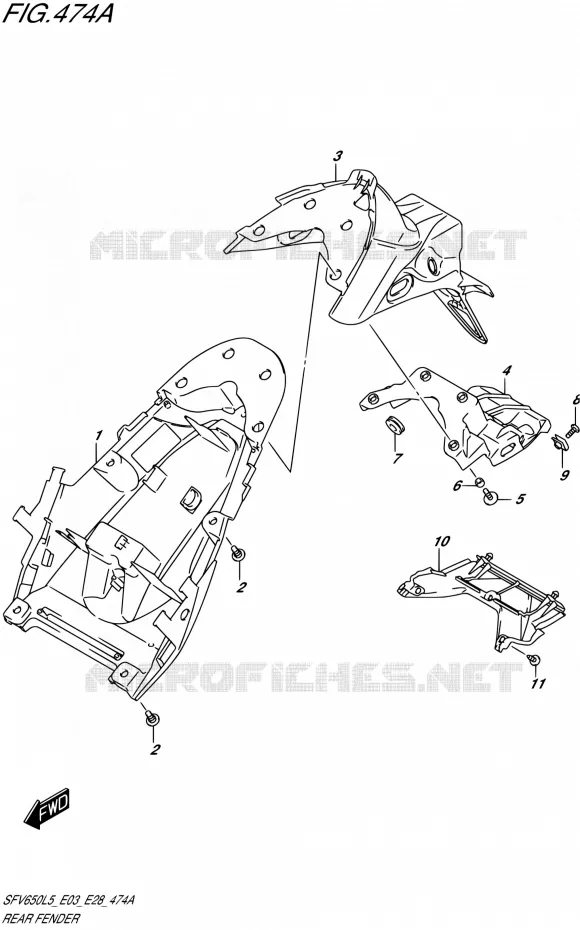 ACHTERSPATBORD Suzuki MOTO 650 GLADIUS 2015  SFV650A L5 (E03,E28,E33)