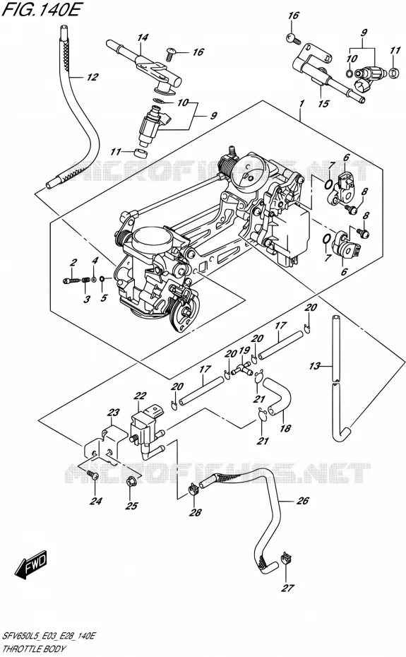 GASKLEPHUIS (SFV650AL5 E33) Suzuki MOTO 650 GLADIUS 2015  SFV650A L5 (E03,E28,E33)