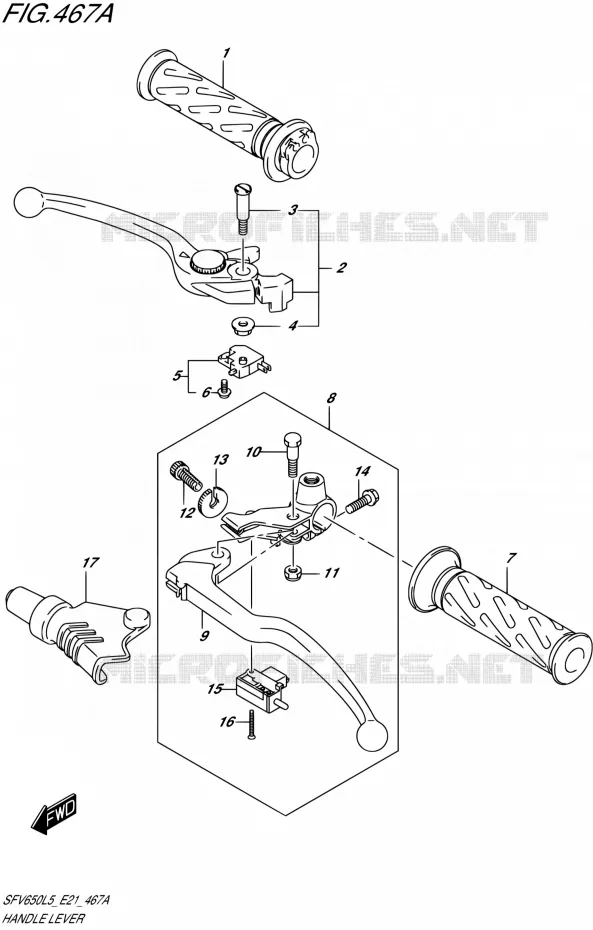 HANDGRIPS - LEVERS Suzuki MOTO 650 GLADIUS 2015  SFV650UA L5 (E21)