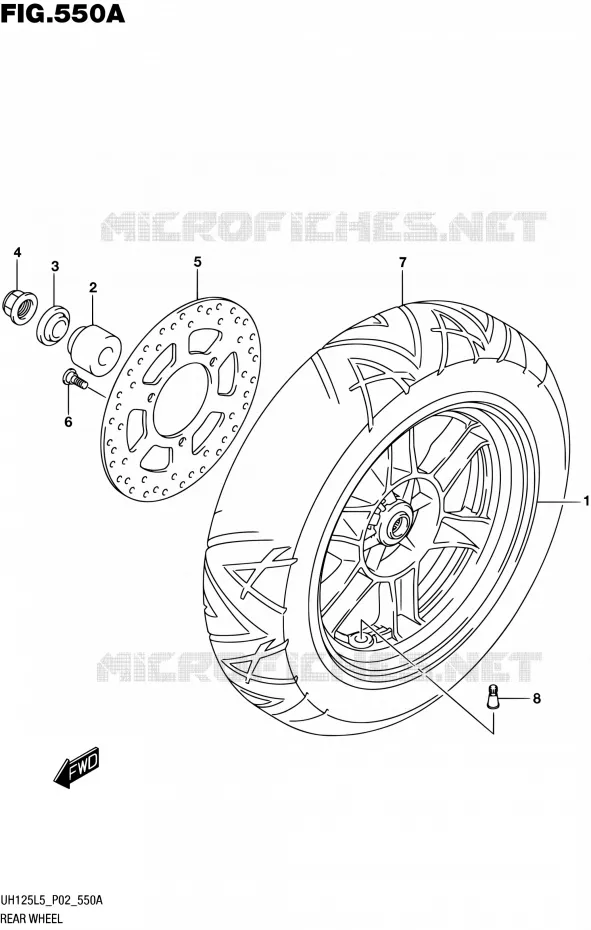 ACHTERWIEL (UH125L5 P02) Suzuki SCOOTER 125 BURGMAN 2015  UH125A L5 (P19)