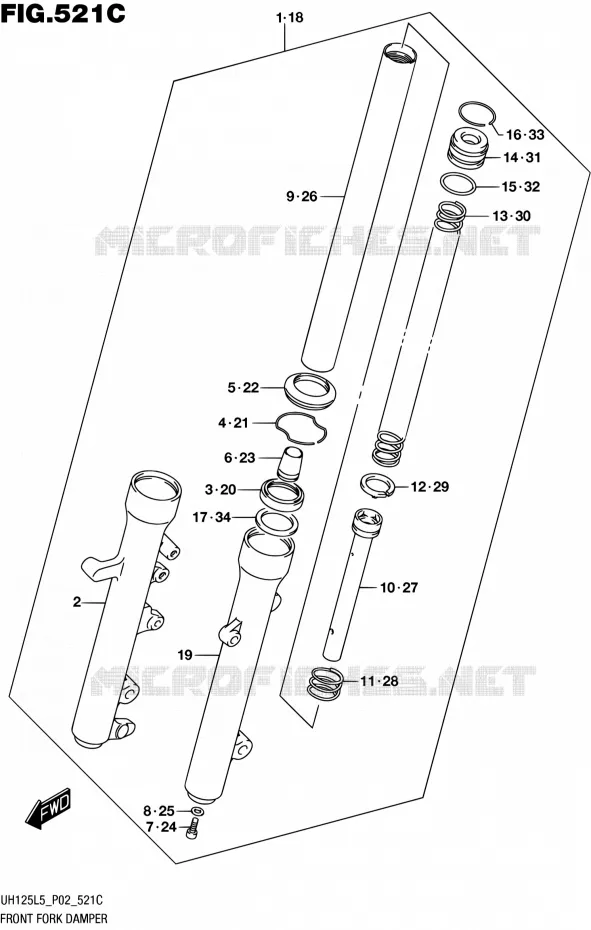 VOORVORK (UH125L5 P19) Suzuki SCOOTER 125 BURGMAN 2015  UH125A L5 (P19)