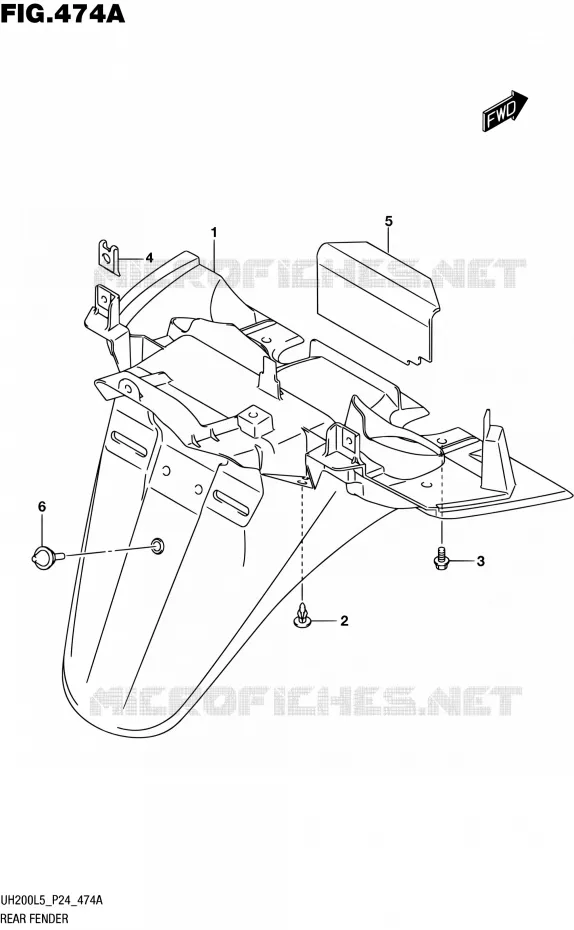 ACHTERSPATBORD Suzuki SCOOTER 200 BURGMAN 2015  UH200 L5 (P24)