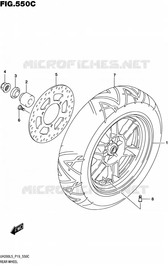 ACHTERWIEL (UH200L5 P34) Suzuki SCOOTER 200 BURGMAN 2015  UH200A L5 (P19)