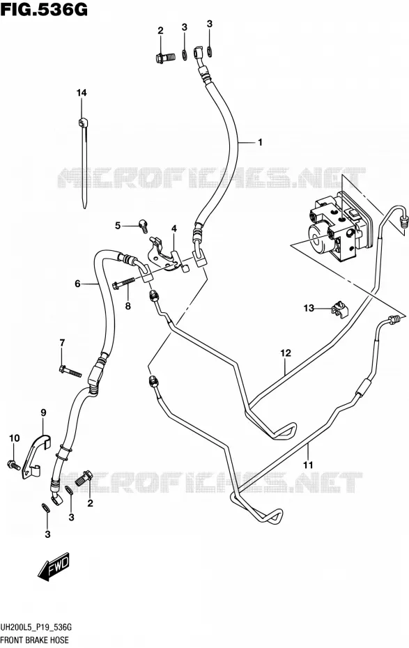 FRONT REMSLANG (UH200AL5 P34) Suzuki SCOOTER 200 BURGMAN 2015  UH200A L5 (P19)