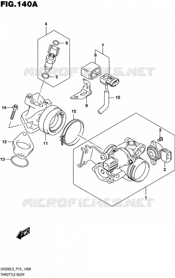 GASKLEPHUIS (UH200L5 P04) Suzuki SCOOTER 200 BURGMAN 2015  UH200A L5 (P19)