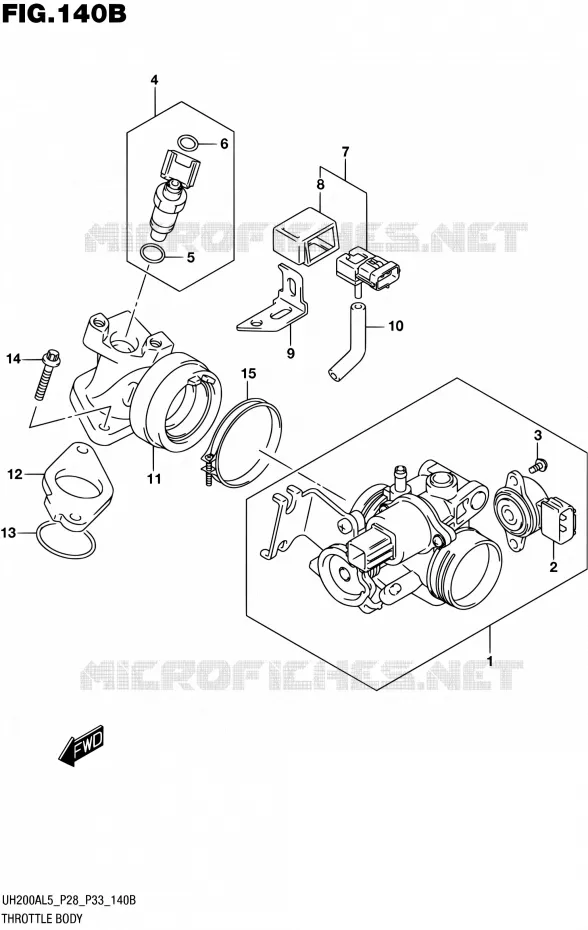 GASKLEPHUIS (UH200AL5 P33) Suzuki SCOOTER 200 BURGMAN 2015  UH200A L5 (P28,P33)