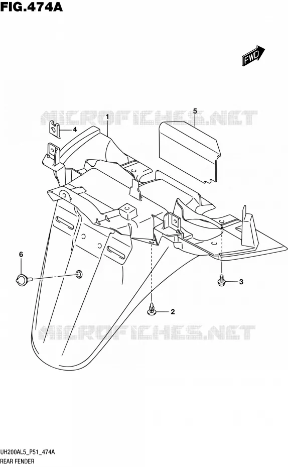 ACHTERSPATBORD Suzuki SCOOTER 200 BURGMAN 2015  UH200A L5 (P51)