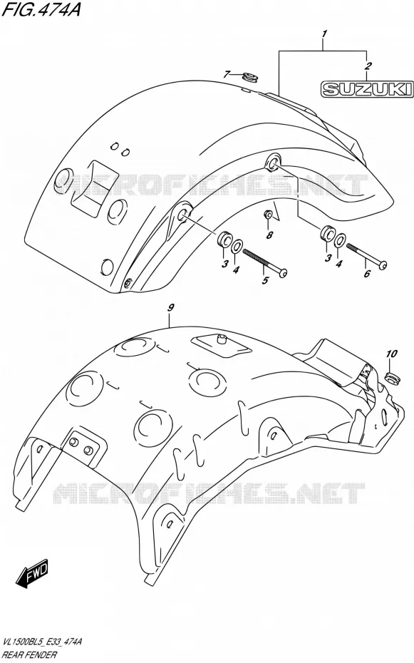 ACHTERSPATBORD Suzuki MOTO 1500 BOULEVARD 2015  VL1500B L5 (E33)