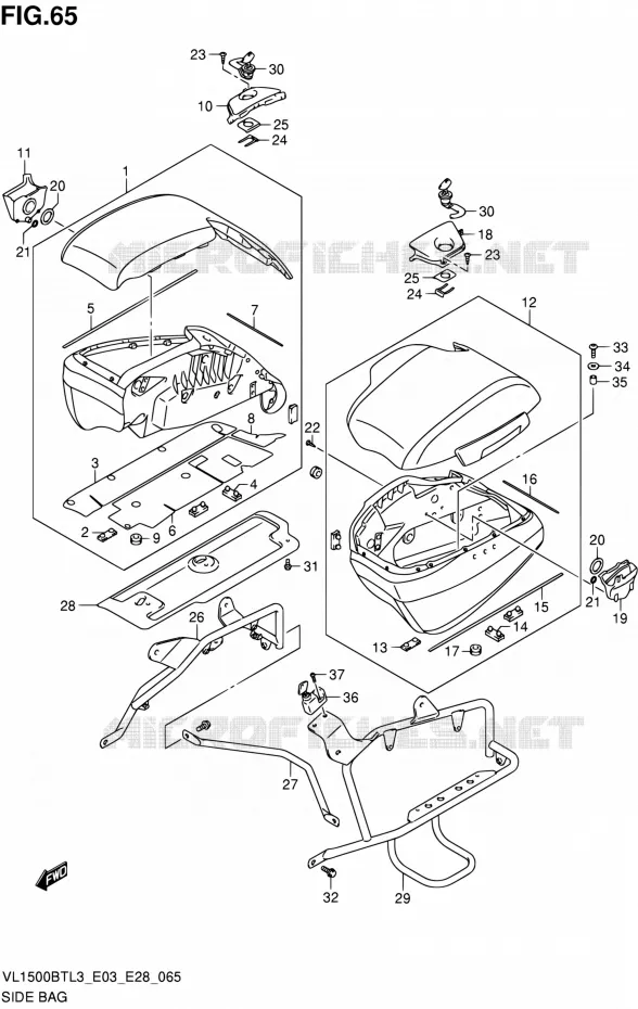 SIDE BAG Suzuki MOTO 1500 BOULEVARD 2013  VL1500BT L3 (E03,E28,E33)