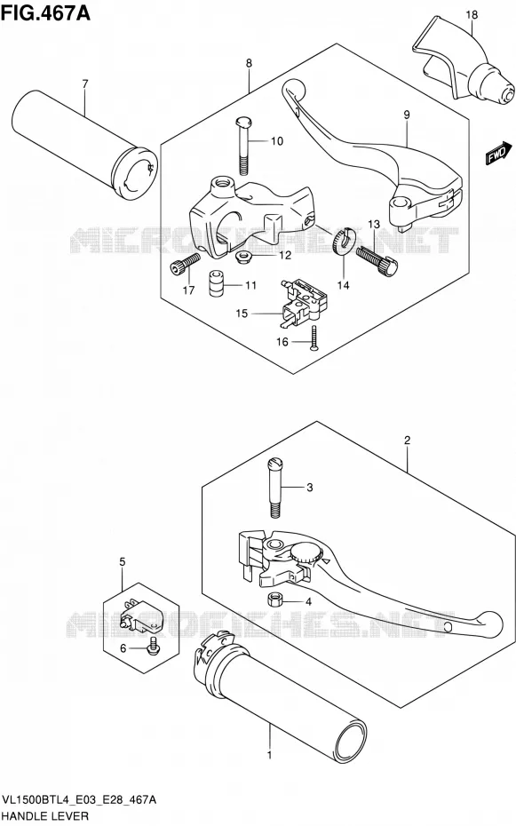 HANDGRIPS - LEVERS Suzuki MOTO 1500 BOULEVARD 2014  VL1500BT L4 (E03,E28,E33)