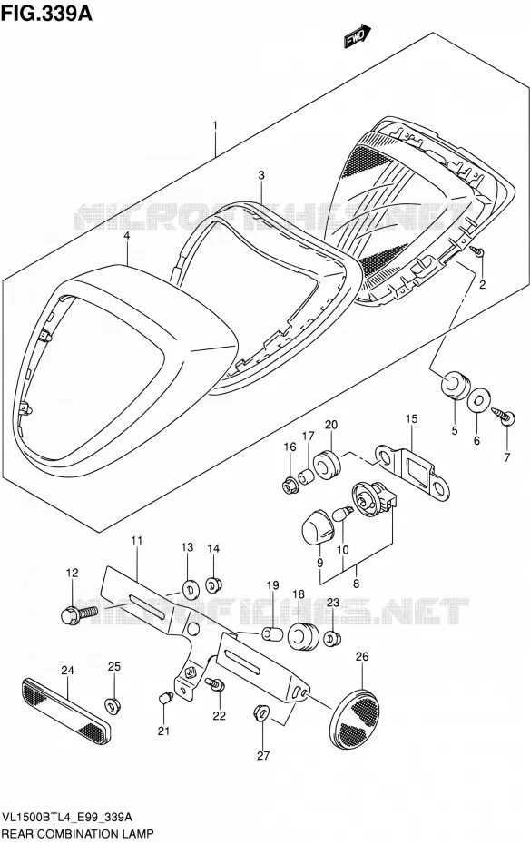 TAIL LIGHT ASSY (WITH SIDE REFLECTOR) Suzuki MOTO 1500 INTRUDER 2014  VL1500BT L4 (E99)