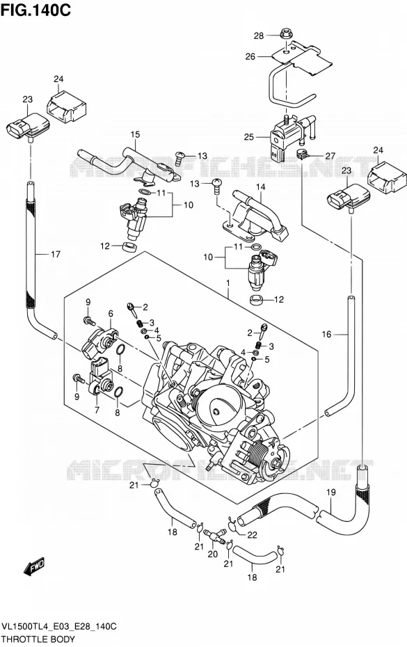 GASKLEPHUIS (VL1500TL4 E33) Suzuki MOTO 1500 BOULEVARD 2014  VL1500T L4 (E03,E28,E33)