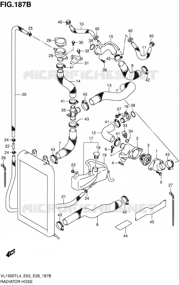 RADIATOR SLANG (VL1500TL4 E28) Suzuki MOTO 1500 BOULEVARD 2014  VL1500T L4 (E03,E28,E33)