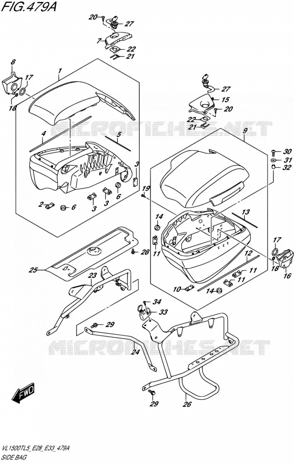 SIDE BAG Suzuki MOTO 1500 BOULEVARD 2015  VL1500T L5 (E28,E33)