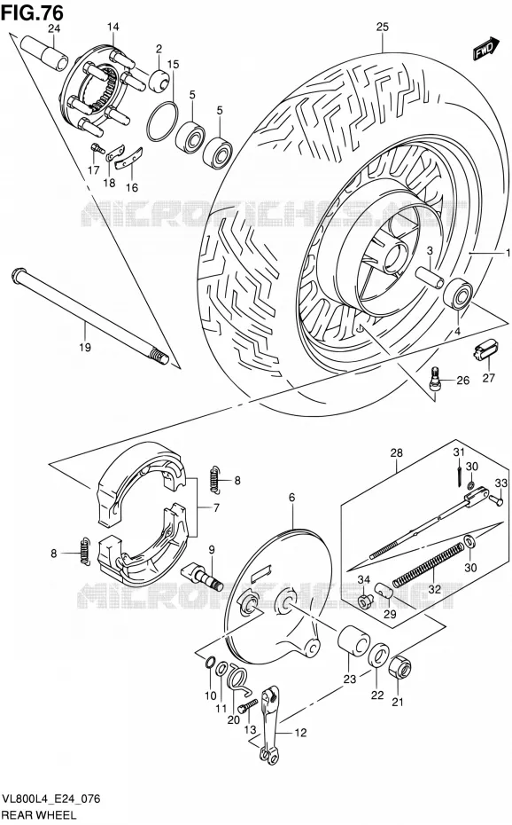 ACHTERWIEL (VL800CL4 E24) Suzuki MOTO 800 INTRUDER 2014  VL800 L4/VL800T L4