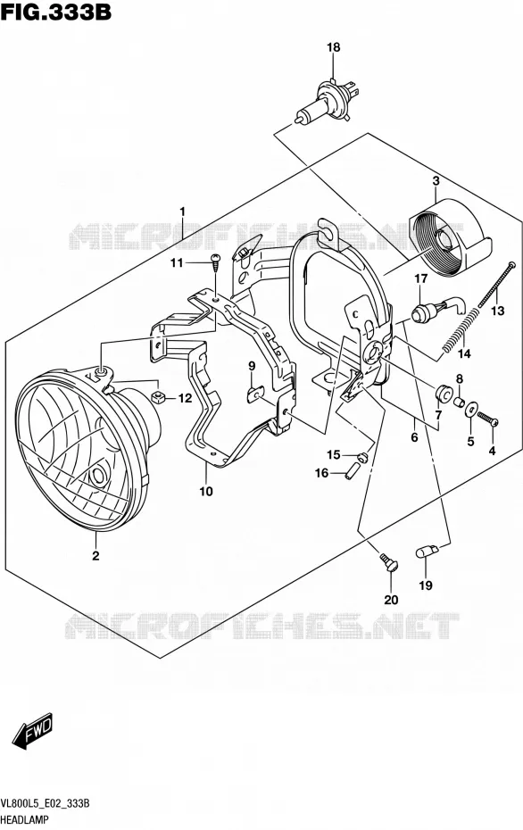 KOPLAMP (VL800L5 E19) Suzuki MOTO 800 INTRUDER 2015  VL800 L5 (E19)