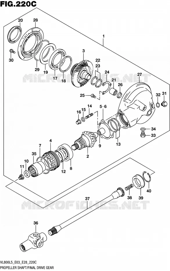 ACHTER AANDRIJFAS (VL800TL5 E03) Suzuki MOTO 800 BOULEVARD 2015  VL800 L5/VL800T L5