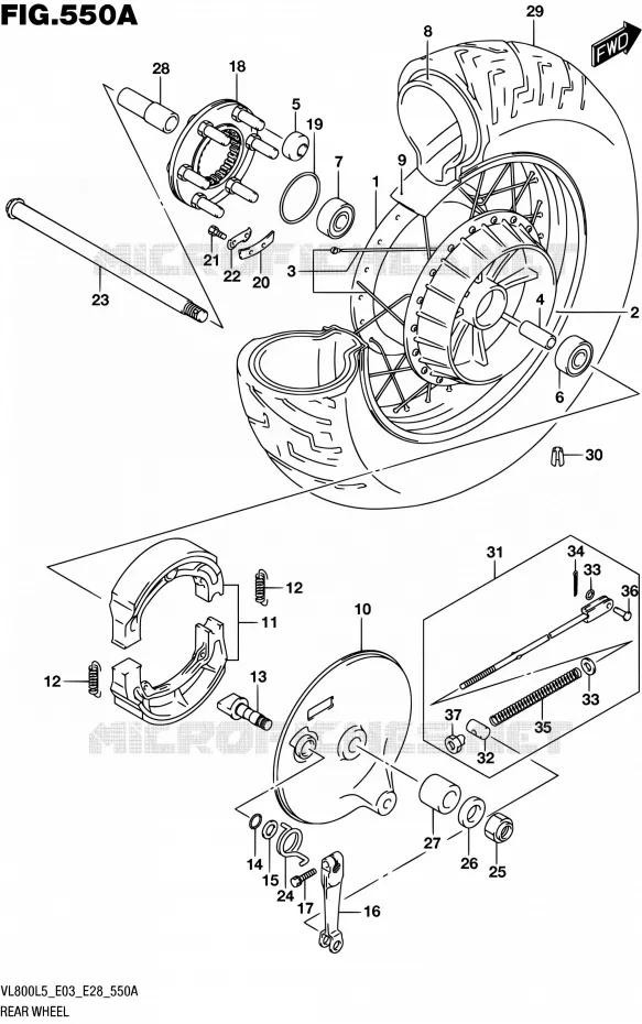 ACHTERWIEL (VL800L5 E03) Suzuki MOTO 800 BOULEVARD 2015  VL800 L5/VL800T L5