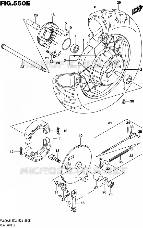 ACHTERWIEL (VL800TL5 E33) Suzuki MOTO 800 BOULEVARD 2015  VL800 L5/VL800T L5