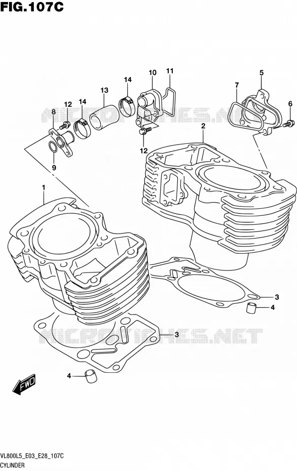 CILINDER (VL800TL5 E03) Suzuki MOTO 800 BOULEVARD 2015  VL800 L5/VL800T L5