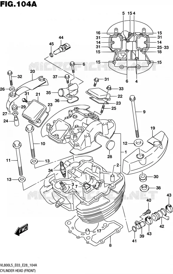 CILINDERKOP (FRONT) (VL800L5 E03) Suzuki MOTO 800 BOULEVARD 2015  VL800 L5/VL800T L5