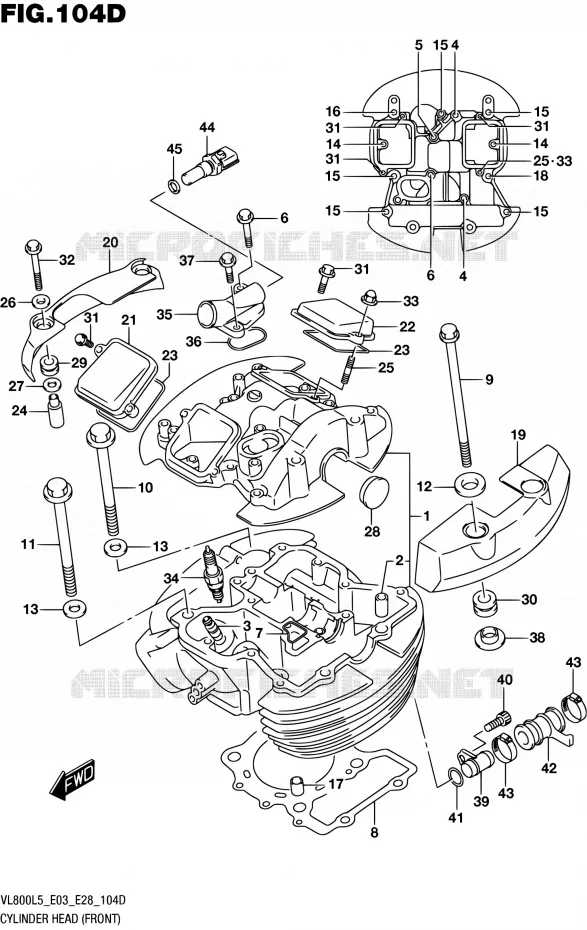 CILINDERKOP (FRONT) (VL800TL5 E28) Suzuki MOTO 800 BOULEVARD 2015  VL800 L5/VL800T L5