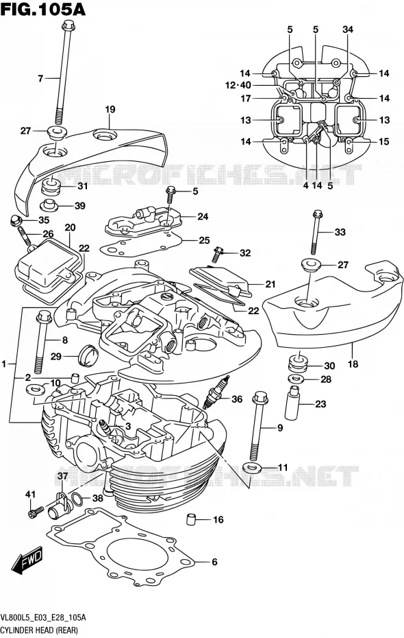 CILINDERKOP (REAR) (VL800L5 E03) Suzuki MOTO 800 BOULEVARD 2015  VL800 L5/VL800T L5