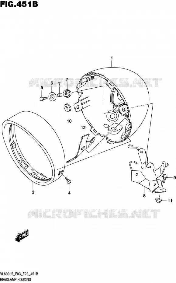 HEADLIGHT BOWL (VL800L5 E33) Suzuki MOTO 800 BOULEVARD 2015  VL800 L5/VL800T L5