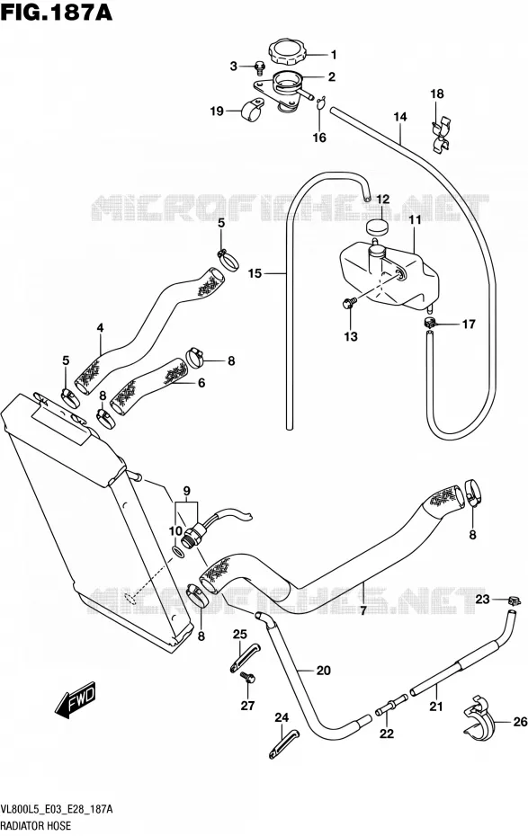 RADIATOR SLANG (VL800L5 E03) Suzuki MOTO 800 BOULEVARD 2015  VL800 L5/VL800T L5