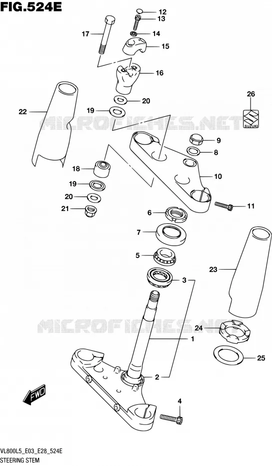 STUURKOLOM (VL800TL5 E33) Suzuki MOTO 800 BOULEVARD 2015  VL800 L5/VL800T L5
