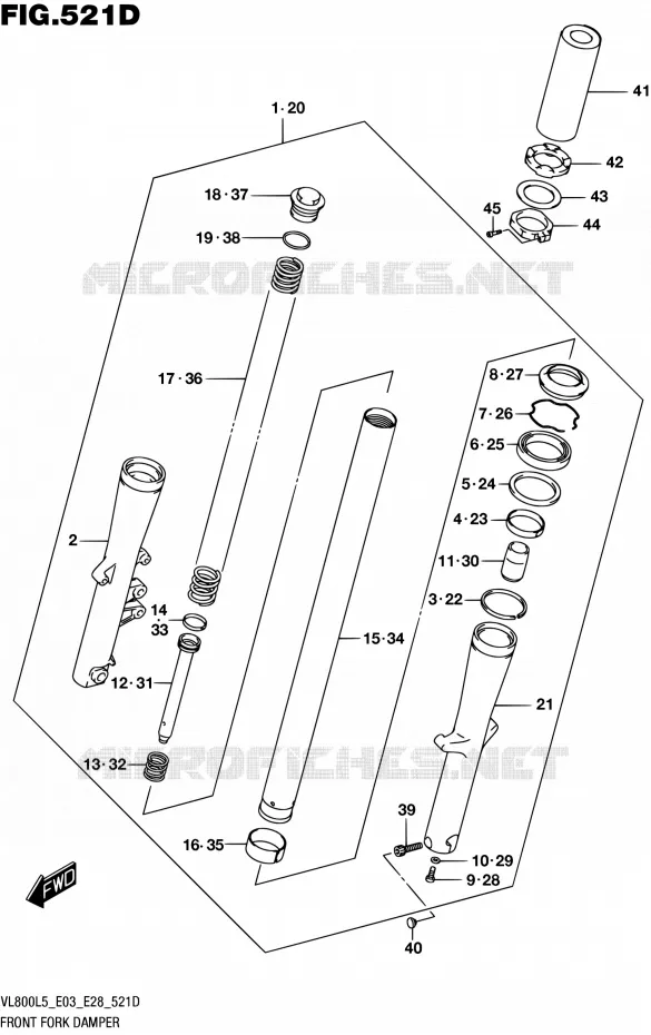 VOORVORK (VL800TL5 E28) Suzuki MOTO 800 BOULEVARD 2015  VL800 L5/VL800T L5