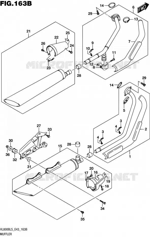 GELUIDDEMPER (VL800BL5 E43) Suzuki MOTO 800 INTRUDER 2015  VL800B L5 (E43)