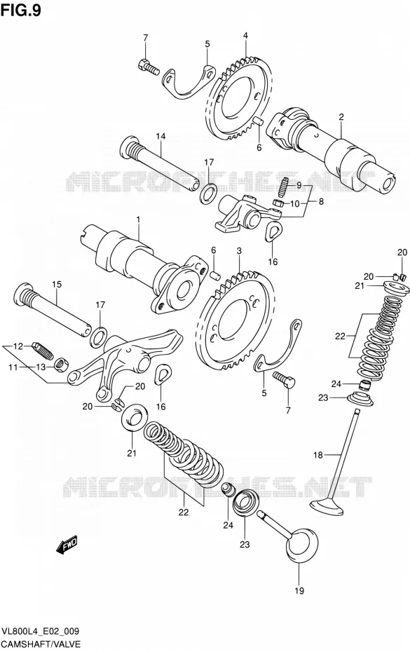 NOKKENAS - VALVES Suzuki MOTO 800 INTRUDER 2014  VL80UE L4 (E19)
