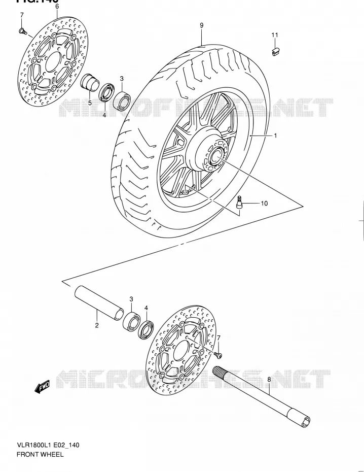 VOORWIEL (VLR1800UFL1 E19) Suzuki MOTO 1800 INTRUDER 2011  VLR1800T L1 (E02,E19,24)