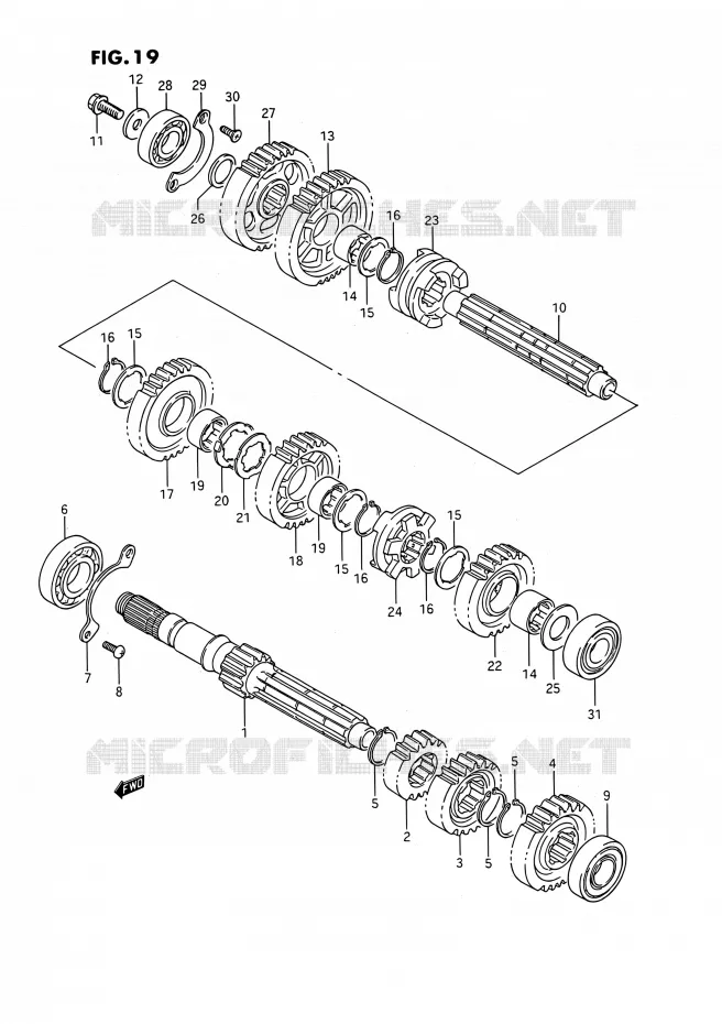 TRANSMISSION (MODEL H/J/K/L,MODEL M E01,E39,MODEL N/P E01) Suzuki MOTO 1400 INTRUDER 1990  VS1400GLP R/VS1400GLF R (E01,E04,E17,E21,E22,E24,E34)