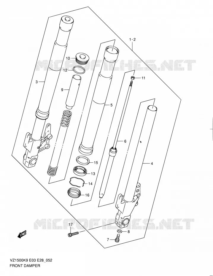 FRONT SCHOKDEMPER Suzuki MOTO 1500 BOULEVARD 2010  VZ1500 L0 (E33)