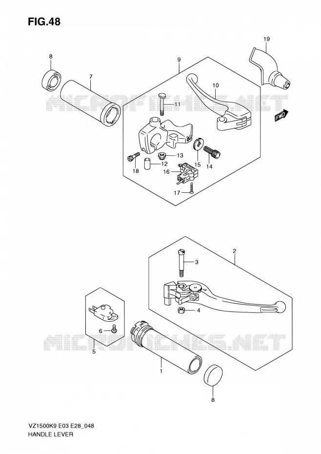 HANDGRIPS - LEVERS Suzuki MOTO 1500 BOULEVARD 2010  VZ1500 L0 (E33)