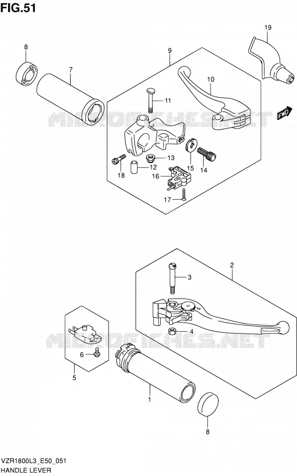 HANDGRIPS - LEVERS Suzuki MOTO 1800 INTRUDER 2013  VZR1800 L3 (E50)