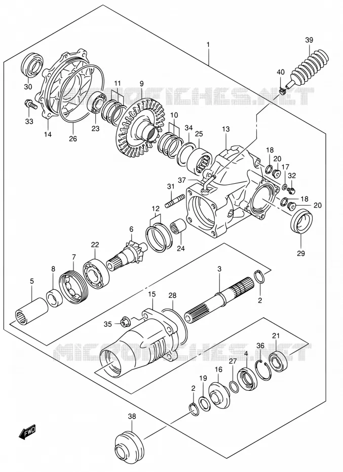 AANDRIJFAS (REAR)(MODEL K4/K5/K6/K7) Suzuki QUAD 400 EIGER 2007  LT-A400F K7 (P03,P28,P33)
