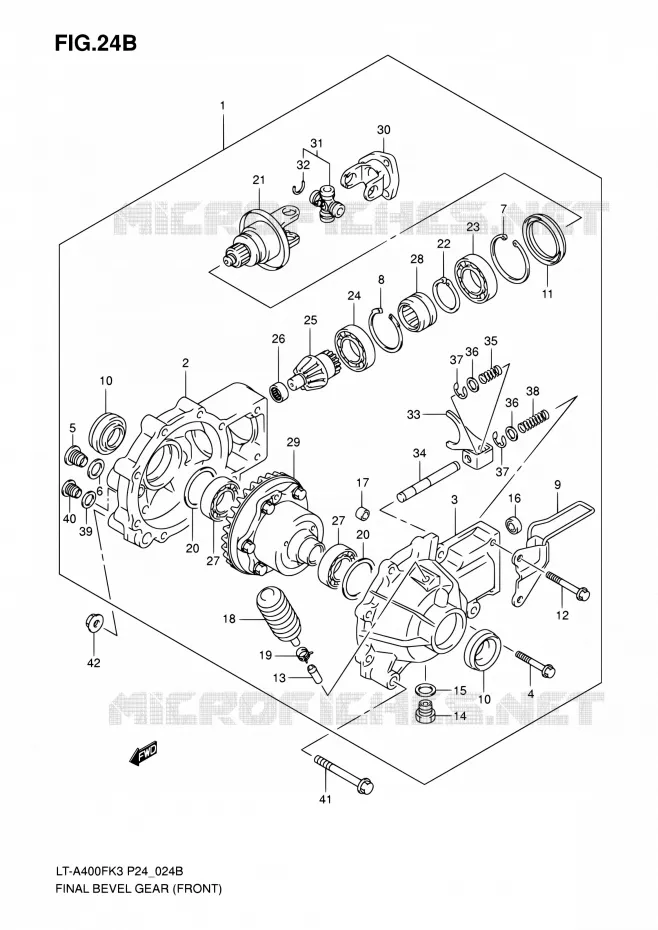 AANDRIJFAS (FRONT)(MODEL K7 P24) Suzuki QUAD 400 EIGER 2012  LT-A400F K7 (P17,P24)