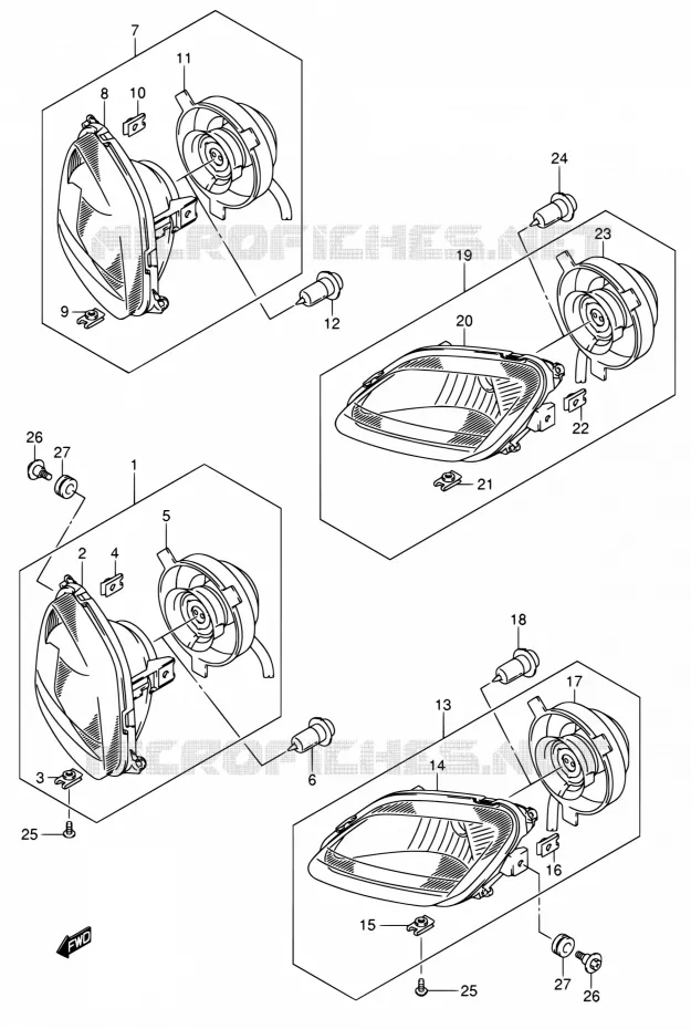 KOPLAMP (MODELE K5 P24) Suzuki QUAD 400 EIGER 2007  LT-A400F K7 (P17,P24)
